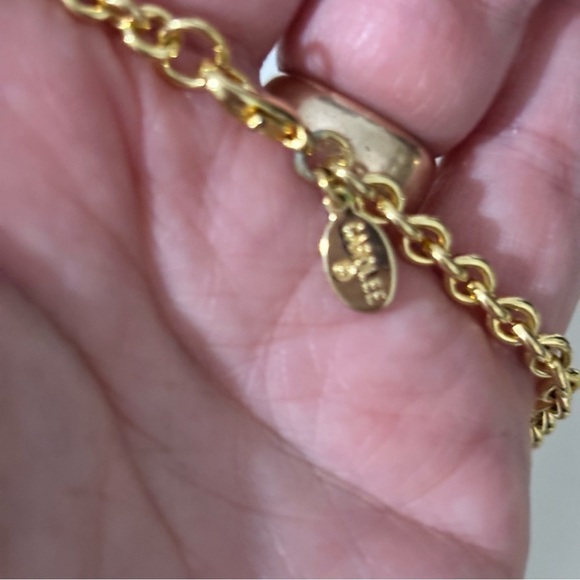 Carolee puff heart heart locket gold tone long tassel style link necklace - Picture 4 of 5